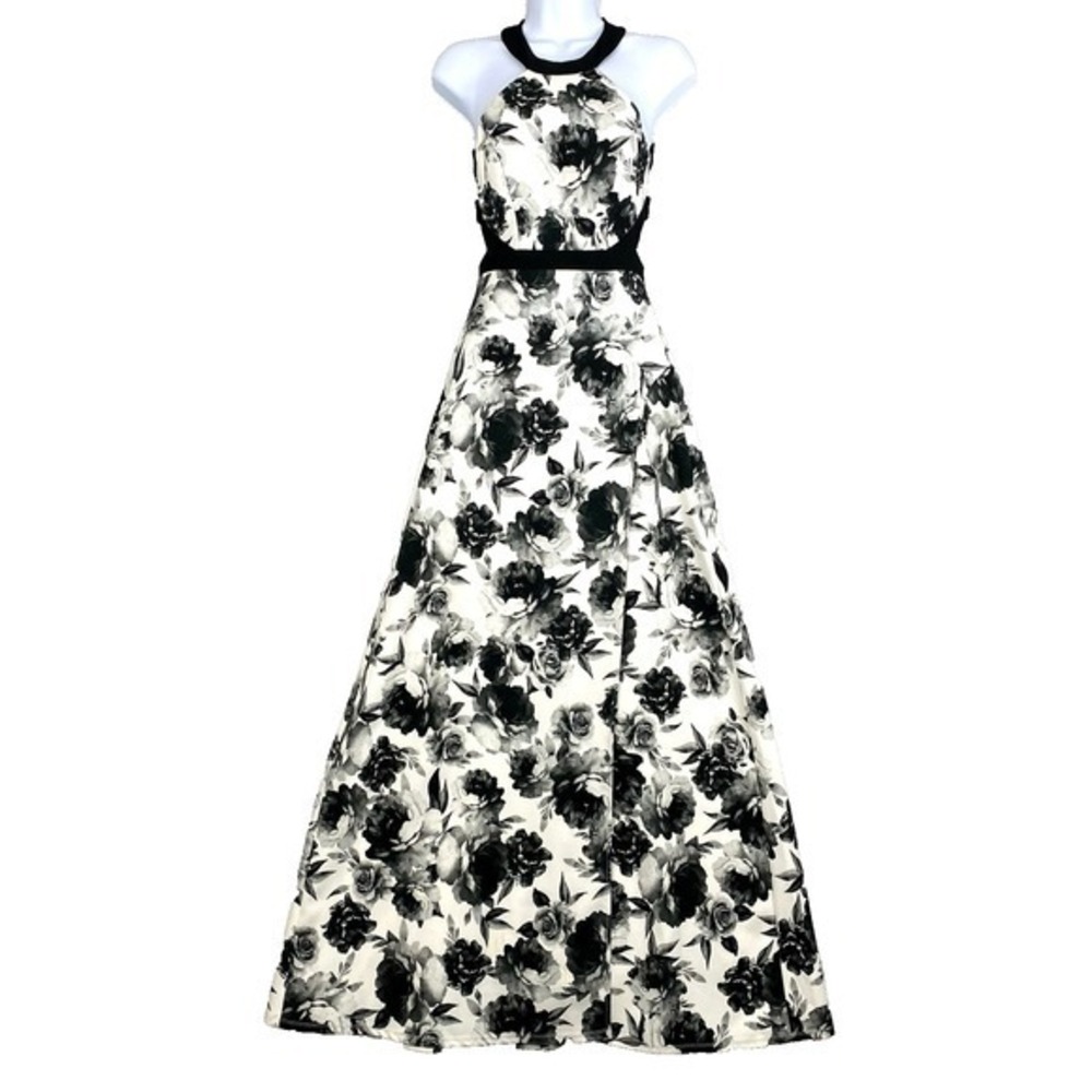 Y2K Cut‎ Out Maxi Halter Dress Womens 0 Moody Floral Dark Fairy Wedding Guest